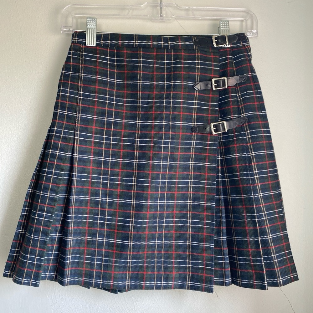 Vintage Pleated Mini Skirt with Buckle Detail